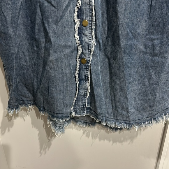 Easel medium distressed denim dress. - Picture 3 of 6